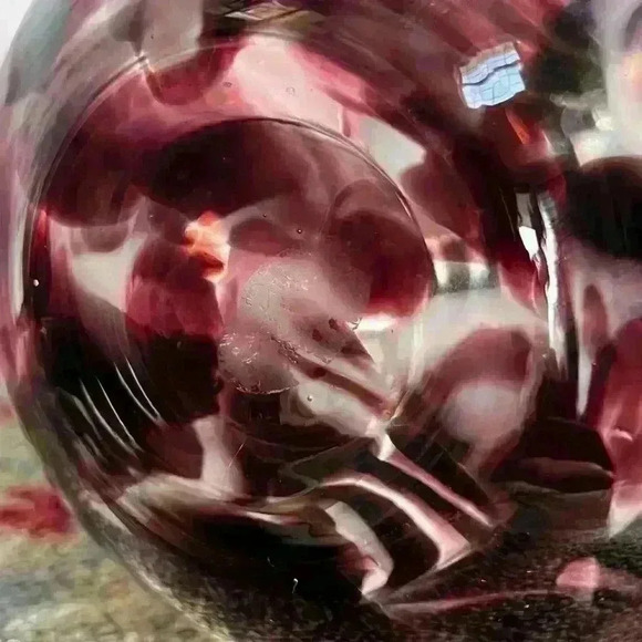 2 Purple Art Glass Pitcher Vases swirls 9” tall - Picture 10 of 13